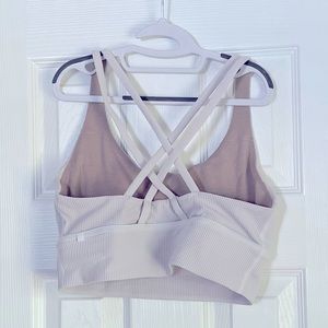 White BraletteEnergy Long Line *Rib Ribbed Sportsbra Racerback Lululemon size 8